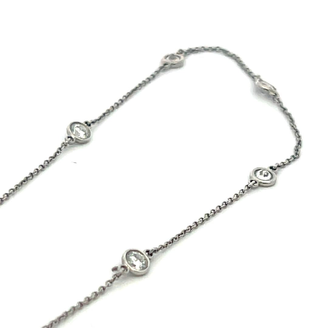 Tiffany & Co Elsa Peretti Platinum Link Necklace with 1.54 Carat Round Diamonds