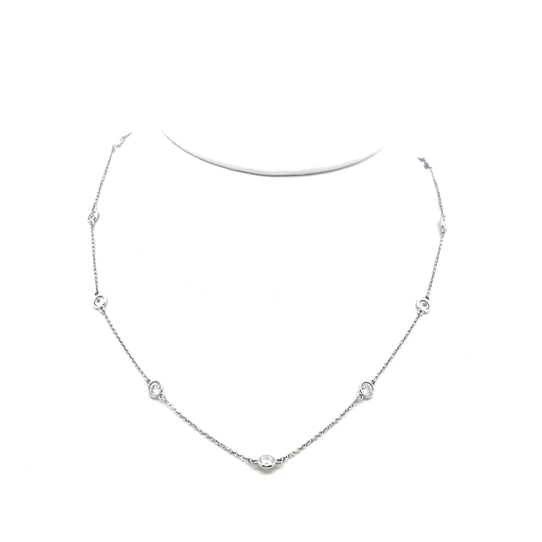 Tiffany & Co Elsa Peretti Platinum Link Necklace with 1.54 Carat Round Diamonds