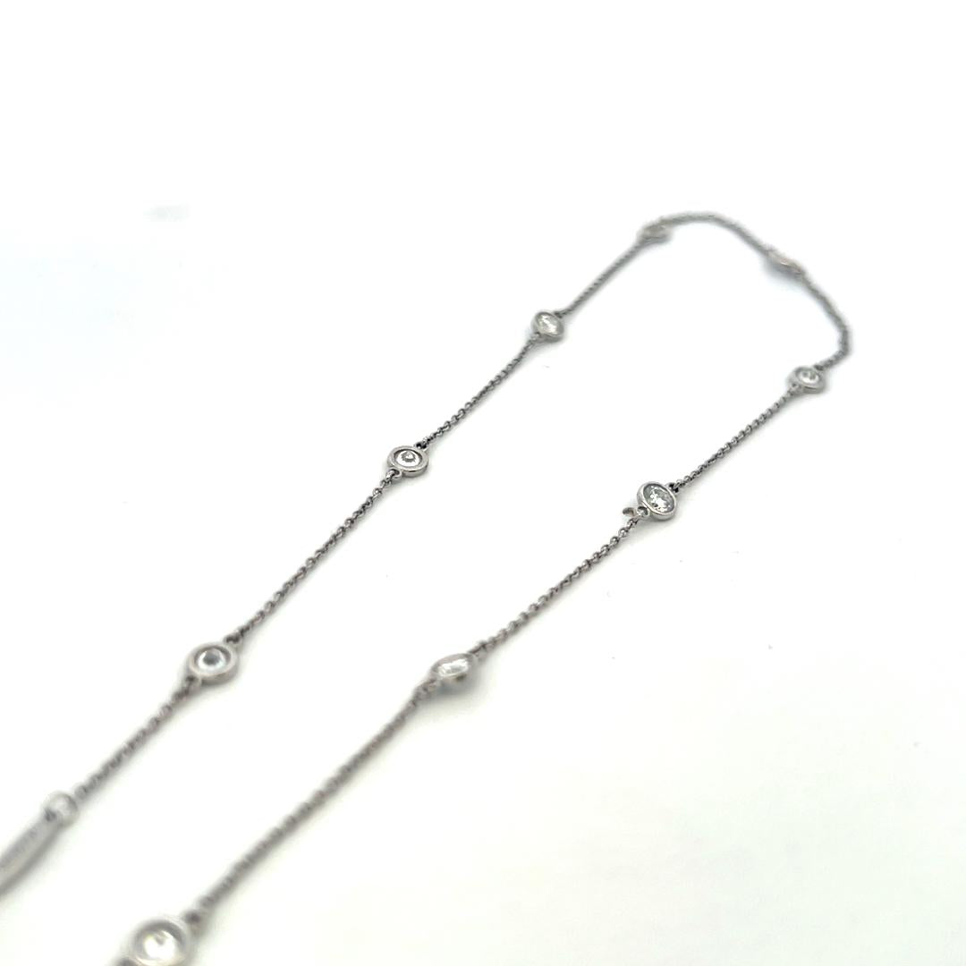 Tiffany & Co Elsa Peretti Platinum Link Necklace with 1.54 Carat Round Diamonds