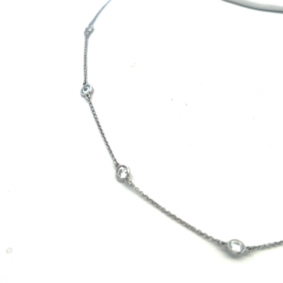 Tiffany & Co Elsa Peretti Platinum Link Necklace with 1.54 Carat Round Diamonds