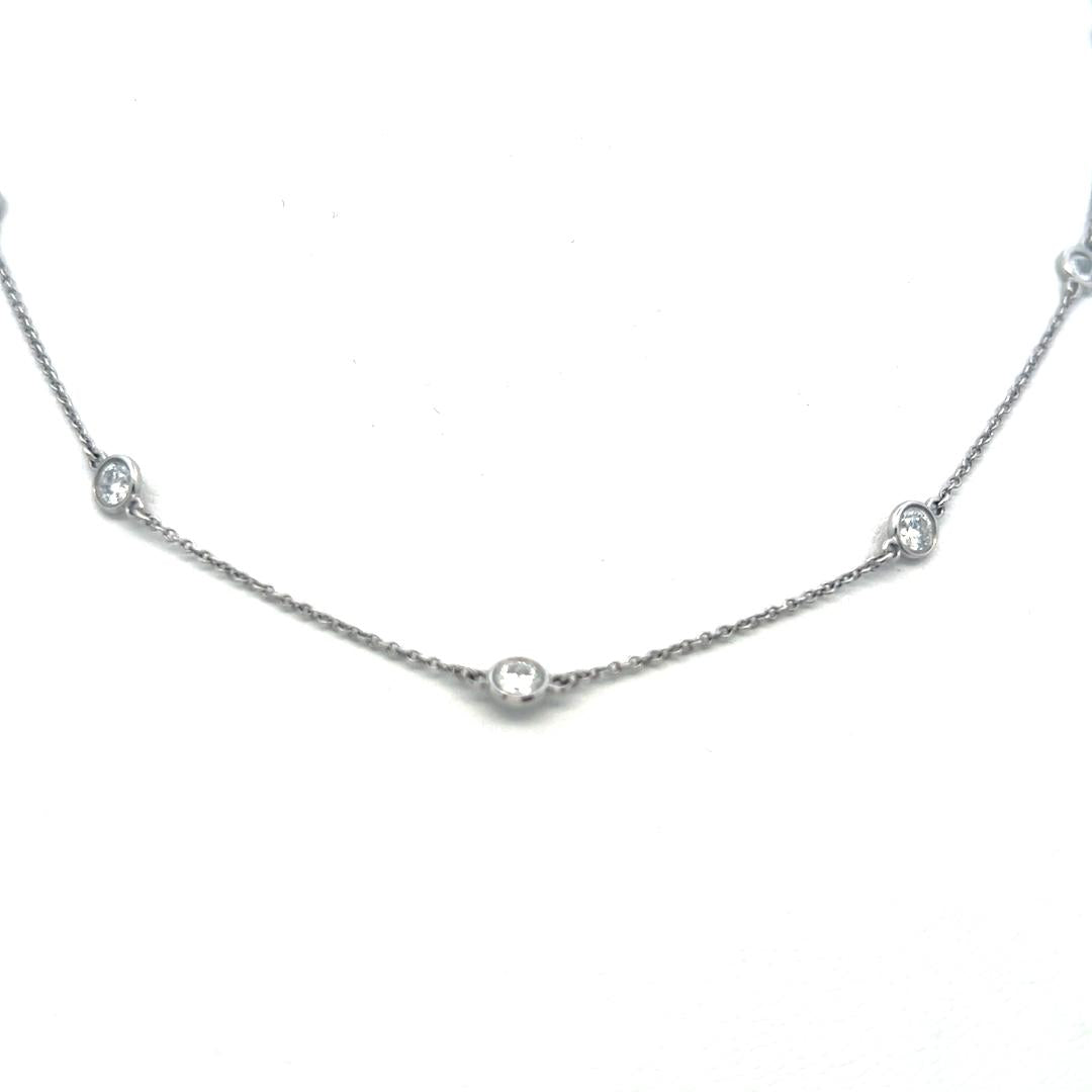 Tiffany & Co Elsa Peretti Platinum Link Necklace with 1.54 Carat Round Diamonds