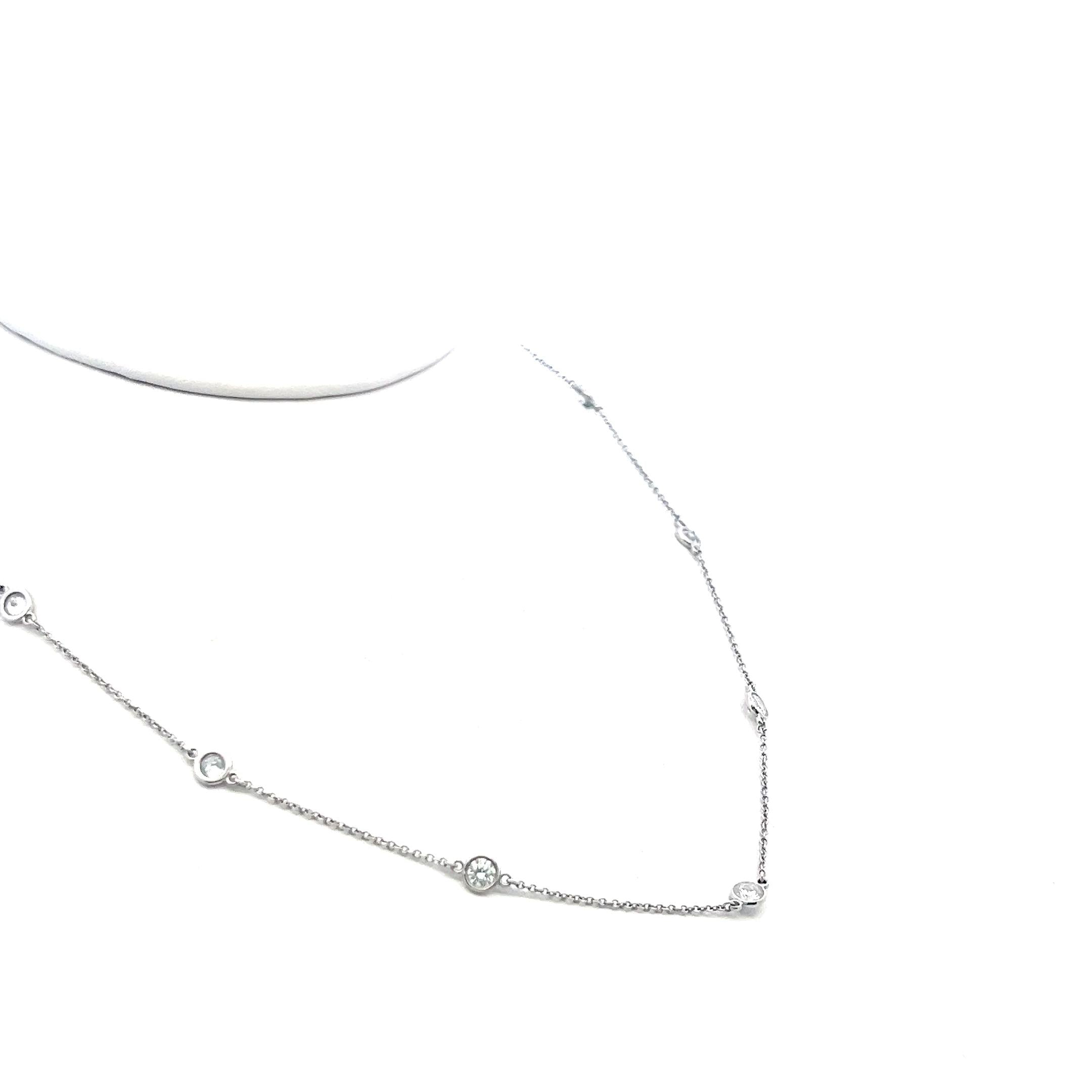 Tiffany & Co Elsa Peretti Platinum Link Necklace with 1.54 Carat Round Diamonds