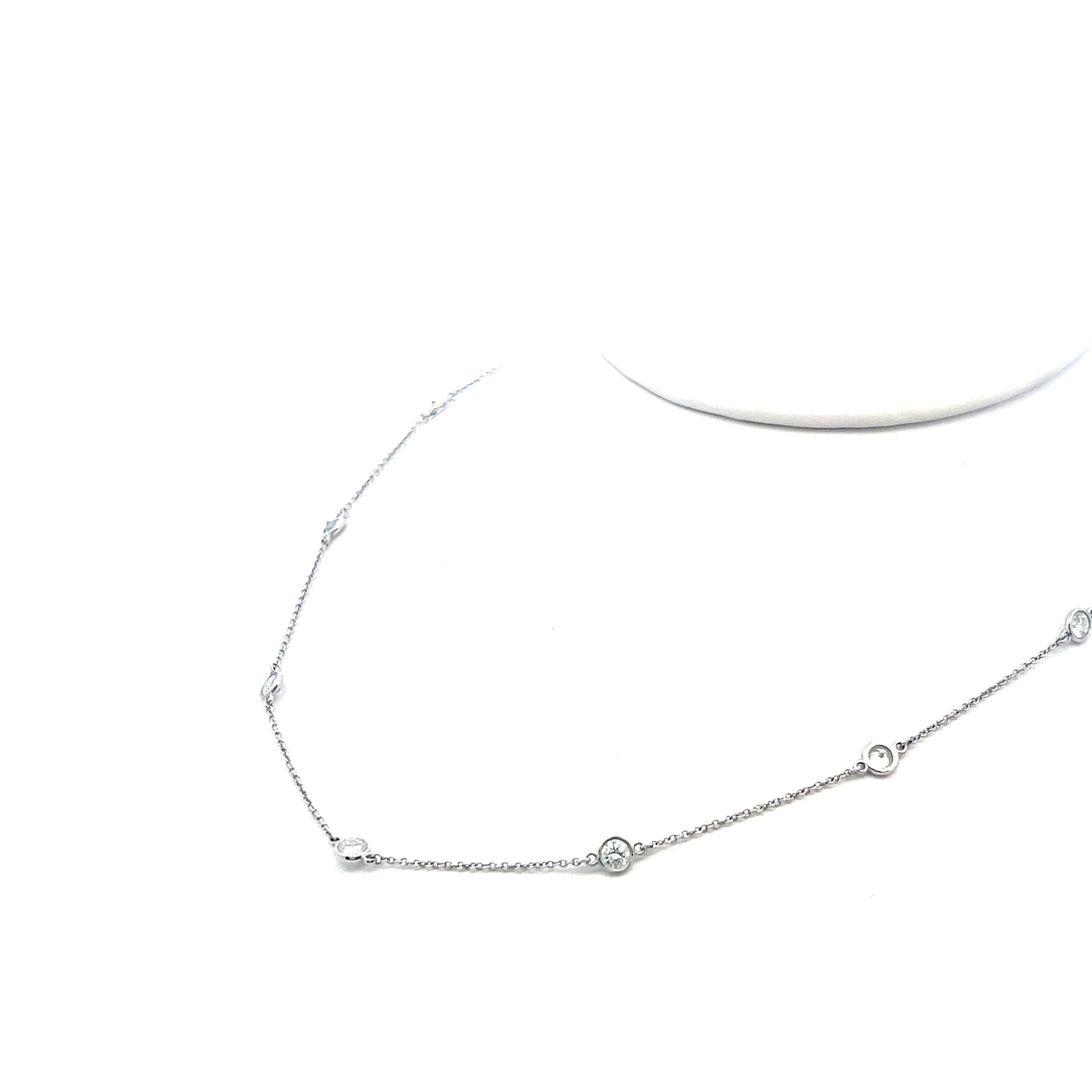 Tiffany & Co Elsa Peretti Platinum Link Necklace with 1.54 Carat Round Diamonds
