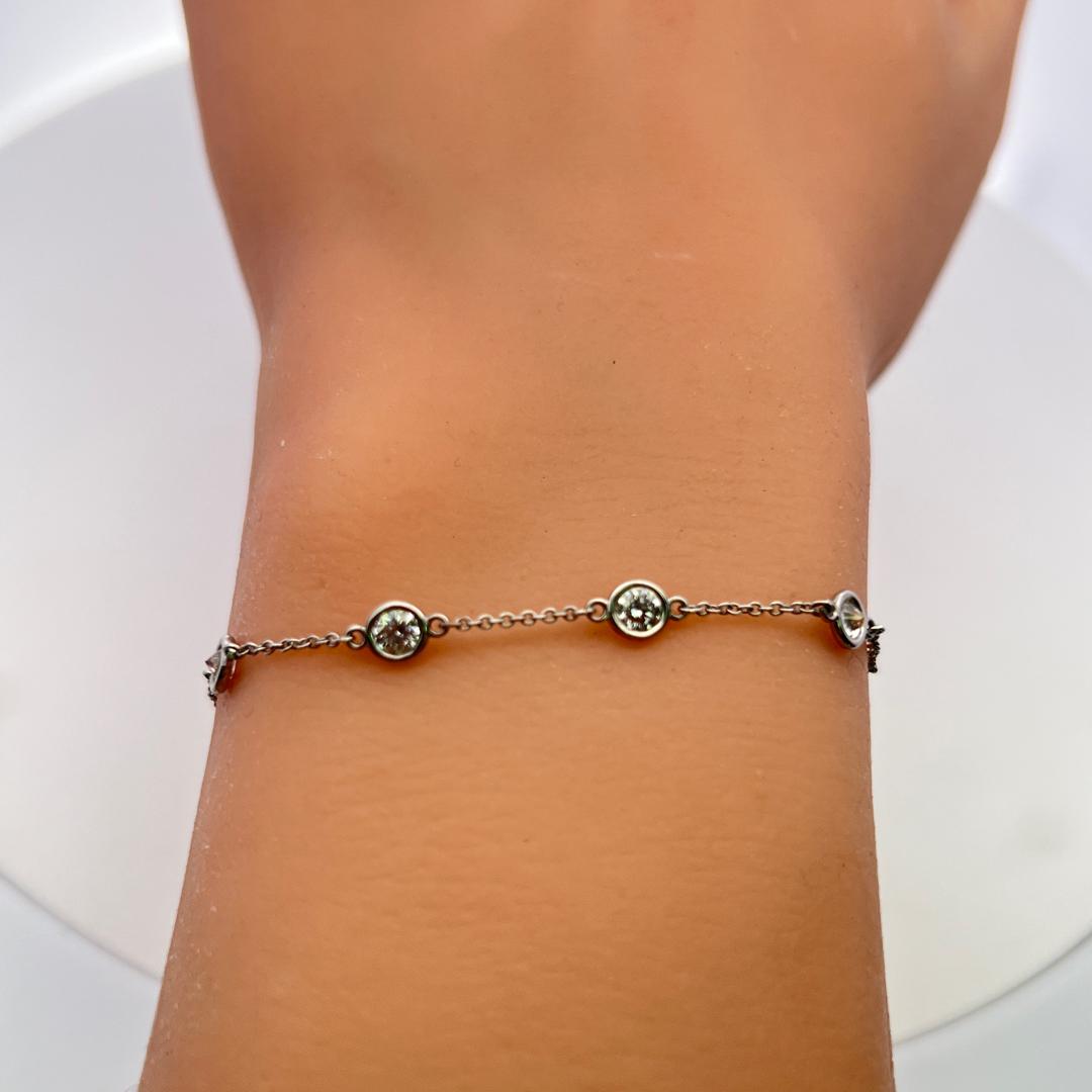 Tiffany & Co Platinum Link Bracelet with 1.26 Carat Round F-VS Diamonds