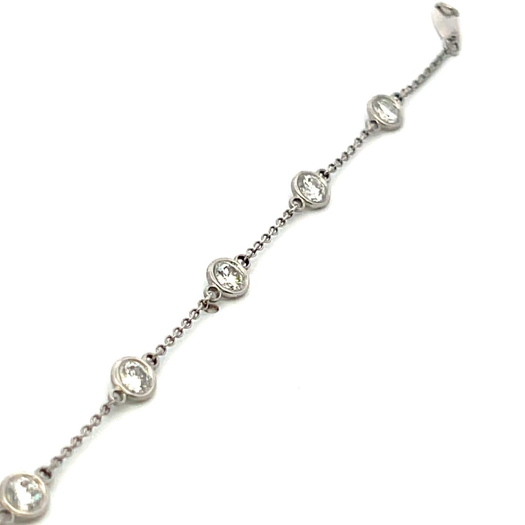 Tiffany & Co Platinum Link Bracelet with 1.26 Carat Round F-VS Diamonds
