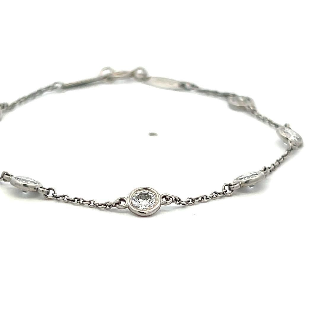 Tiffany & Co Platinum Link Bracelet with 1.26 Carat Round F-VS Diamonds