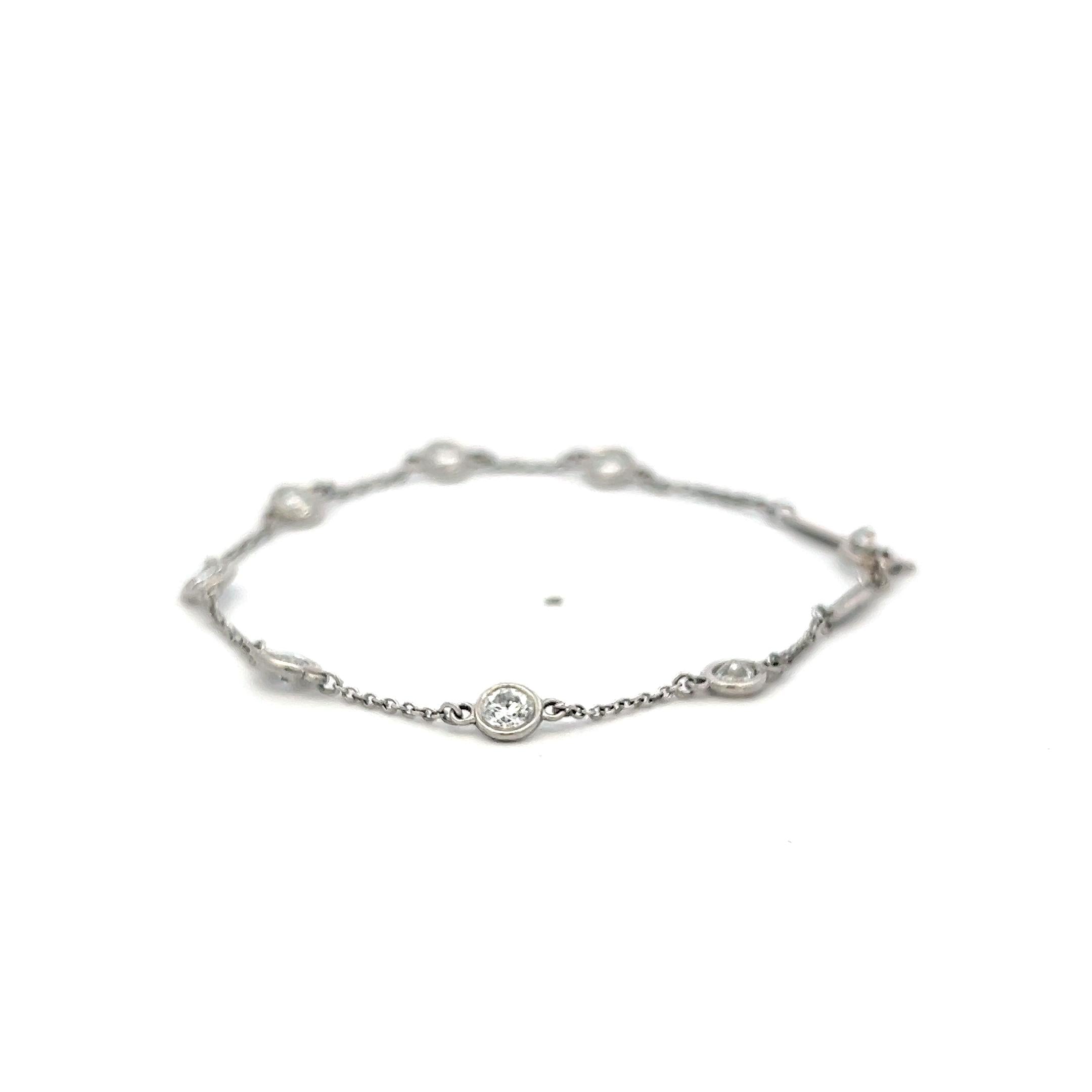 Tiffany & Co Platinum Link Bracelet with 1.26 Carat Round F-VS Diamonds