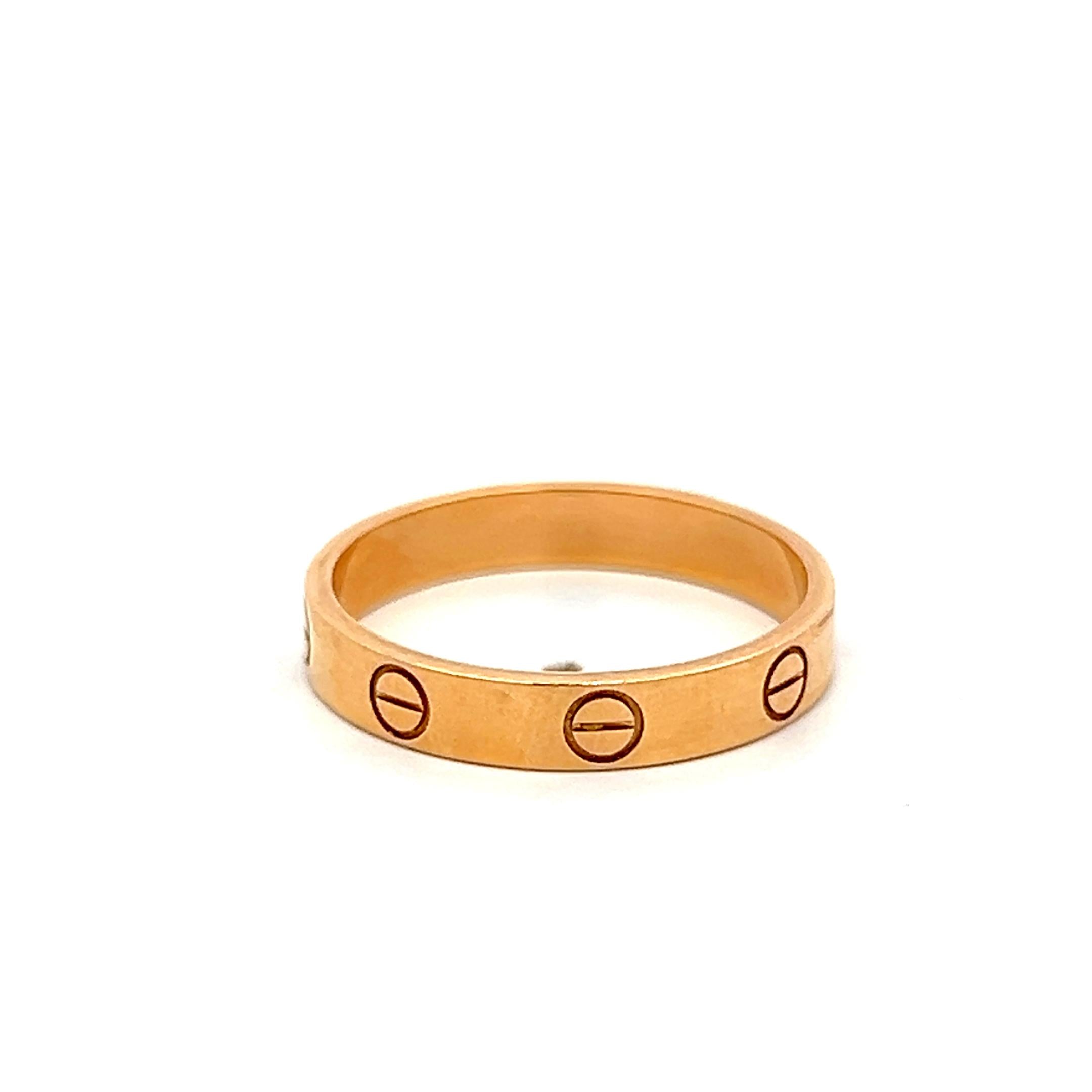 Cartier 18 Karat Rose Gold Love Ring 3.4 Grams Size 7.75