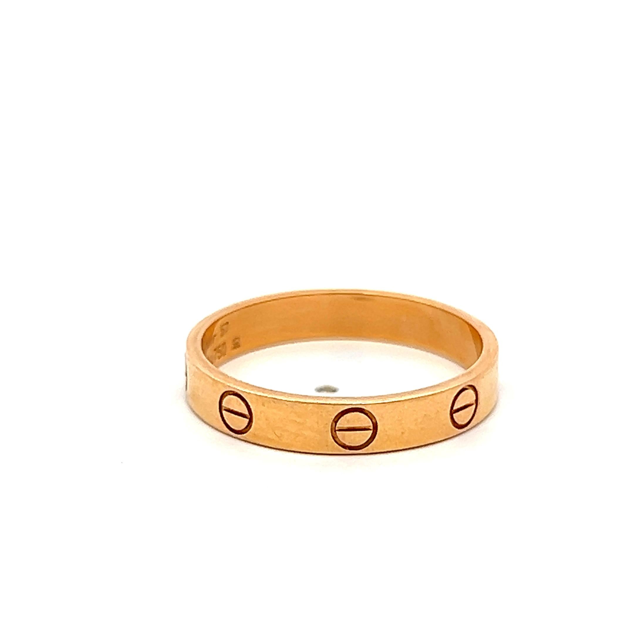 Cartier 18 Karat Rose Gold Love Ring 3.4 Grams Size 7.75