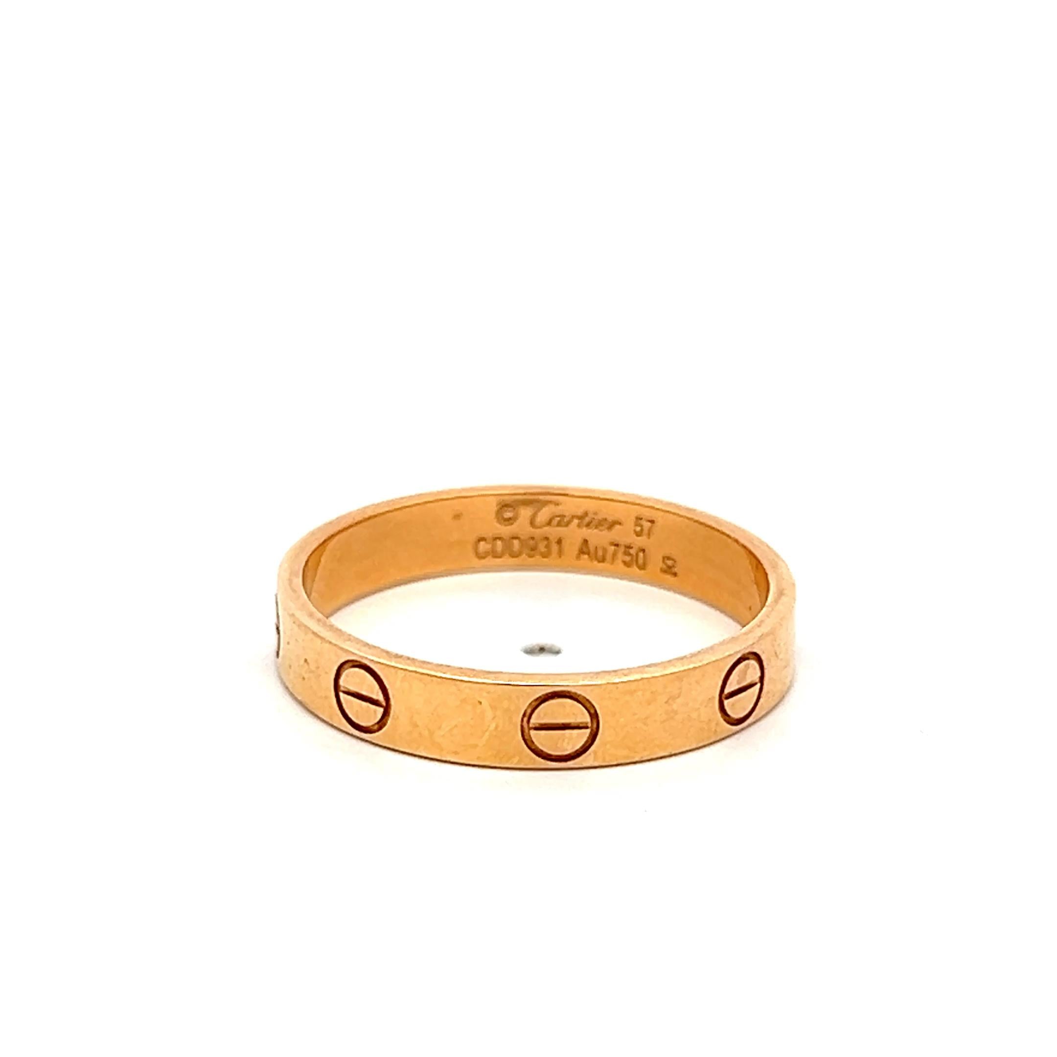 Cartier 18 Karat Rose Gold Love Ring 3.4 Grams Size 7.75