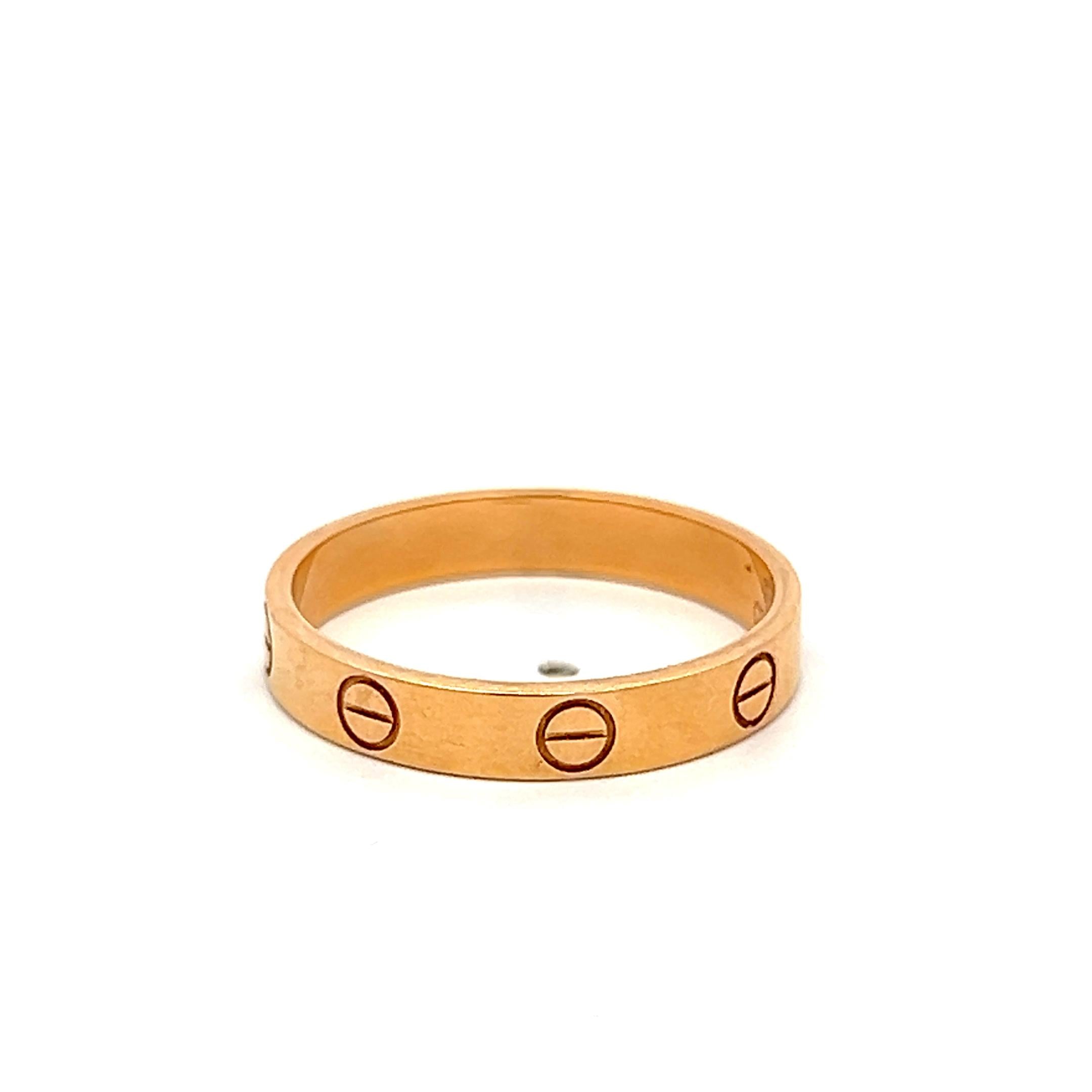 Cartier 18 Karat Rose Gold Love Ring 3.4 Grams Size 7.75