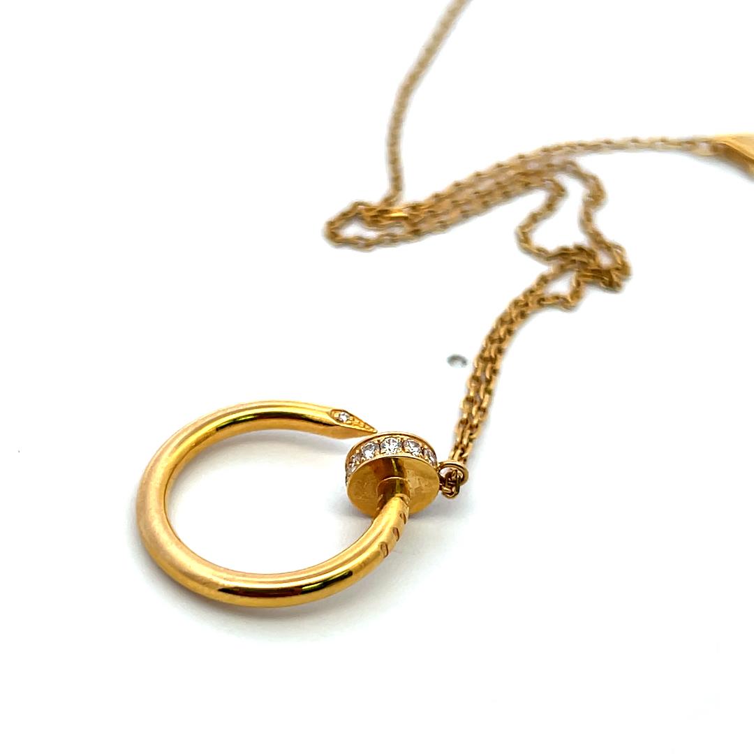 Cartier 18K YG Pendant Necklace with 0.12 Carat Round F-VS Diamonds