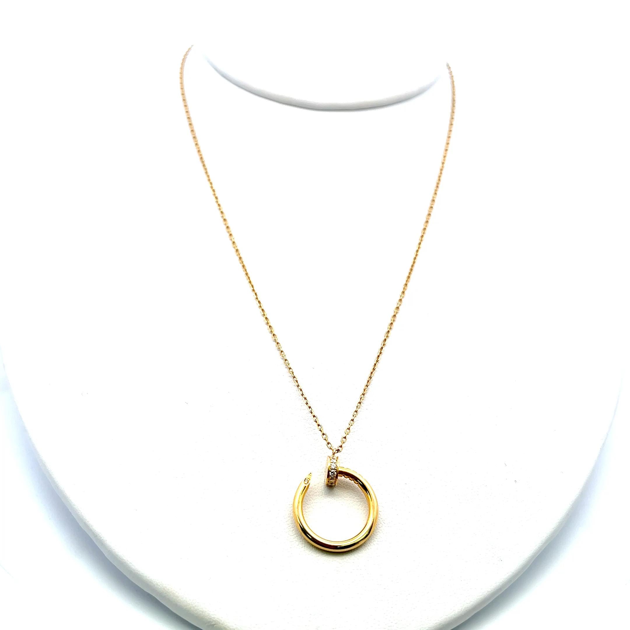 Cartier 18K YG Pendant Necklace with 0.12 Carat Round F-VS Diamonds