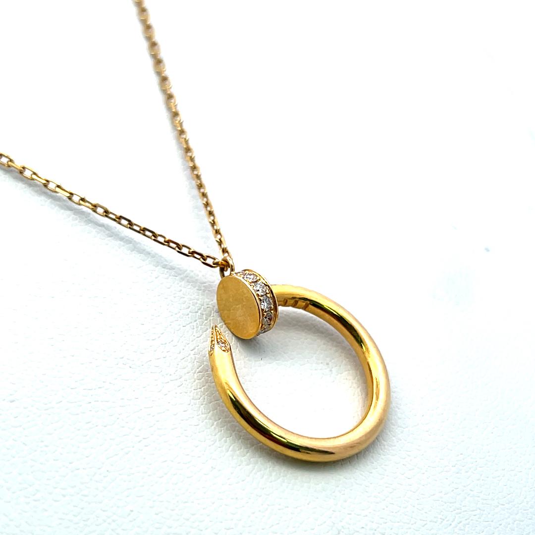 Cartier 18K YG Pendant Necklace with 0.12 Carat Round F-VS Diamonds