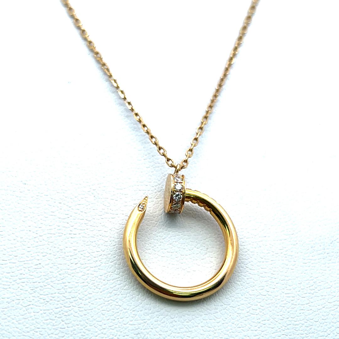 Cartier 18K YG Pendant Necklace with 0.12 Carat Round F-VS Diamonds