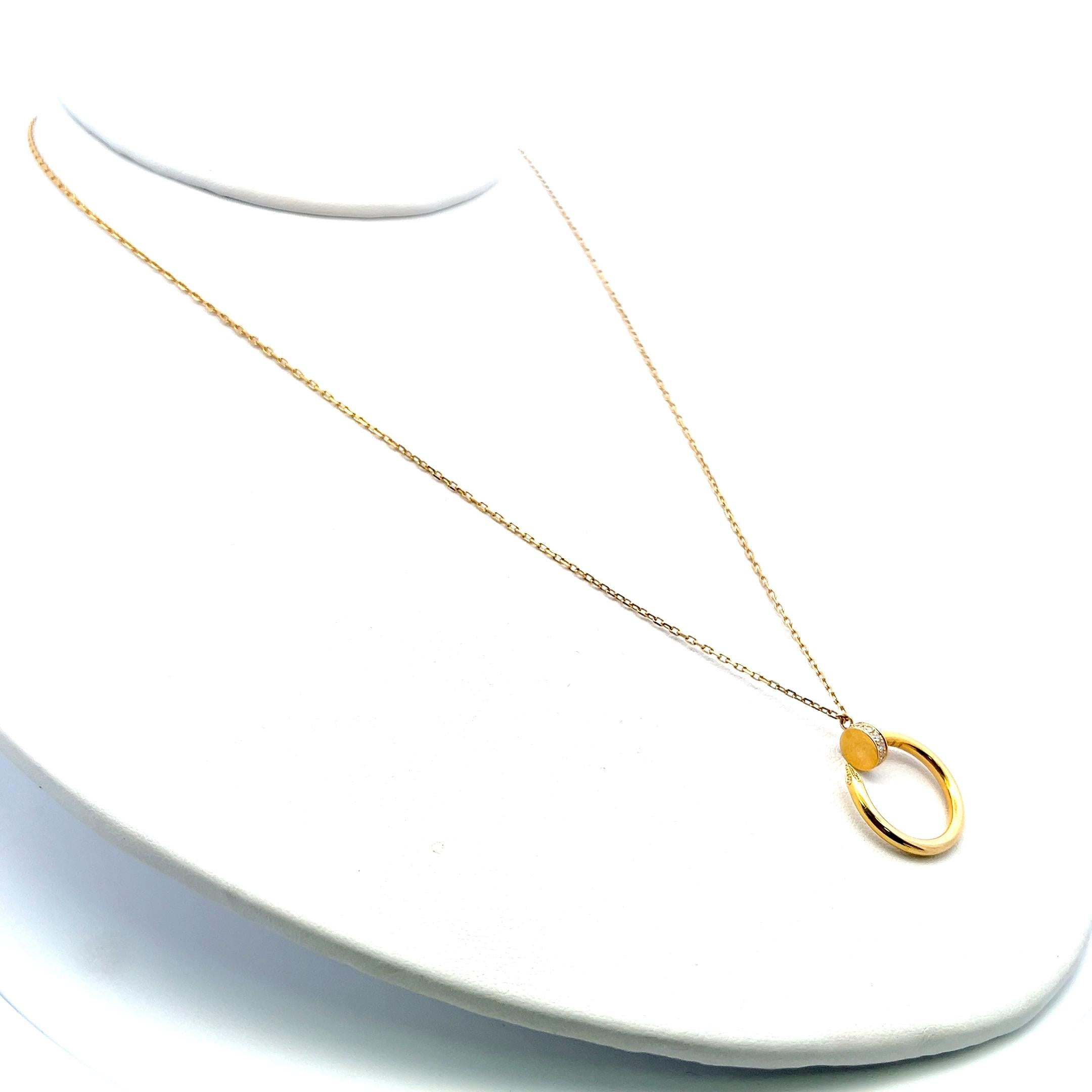 Cartier 18K YG Pendant Necklace with 0.12 Carat Round F-VS Diamonds