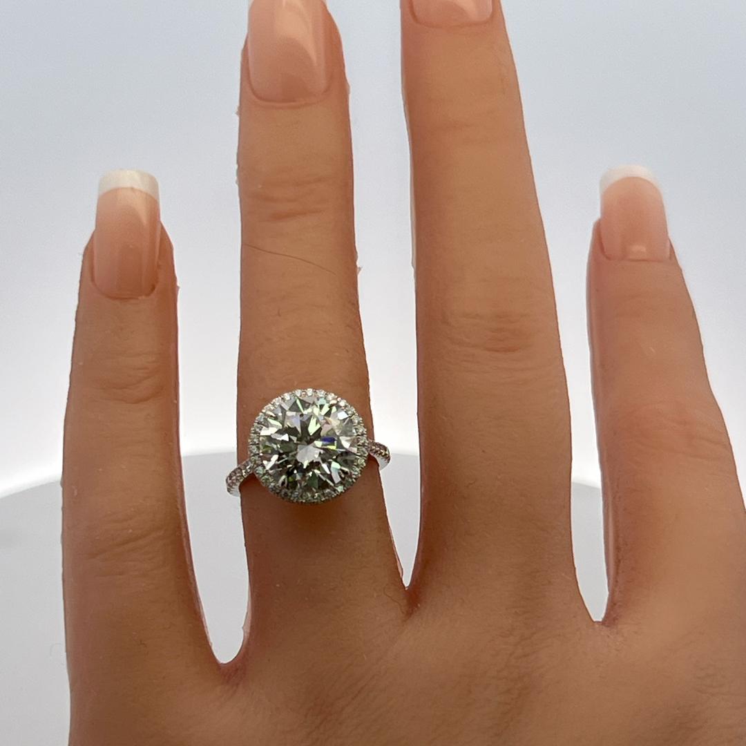 Tiffany & Co Platinum Halo Ring 5.33 Carat Round Diamonds Size 6  I VVS2 GIA