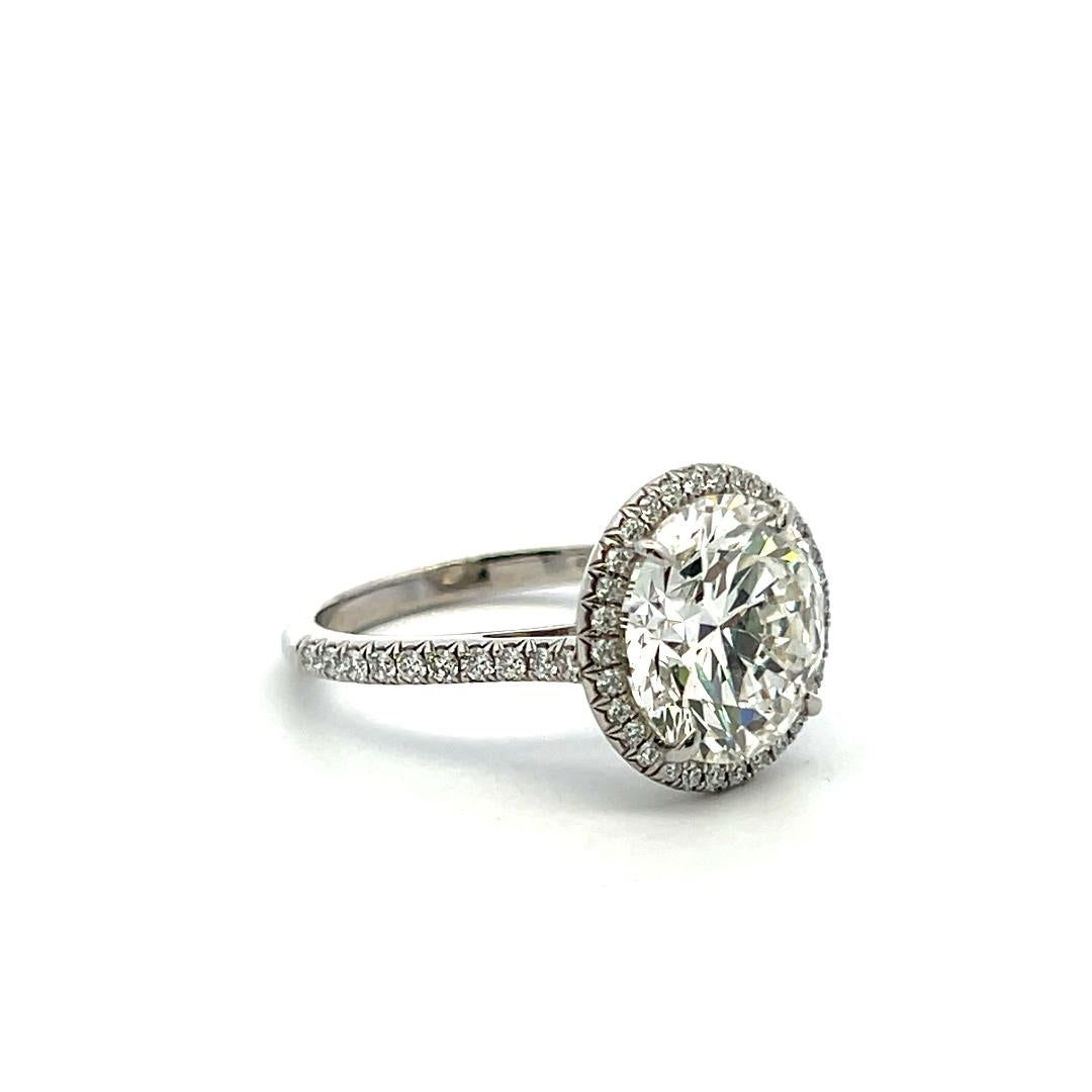 Tiffany & Co Platinum Halo Ring 5.33 Carat Round Diamonds Size 6  I VVS2 GIA