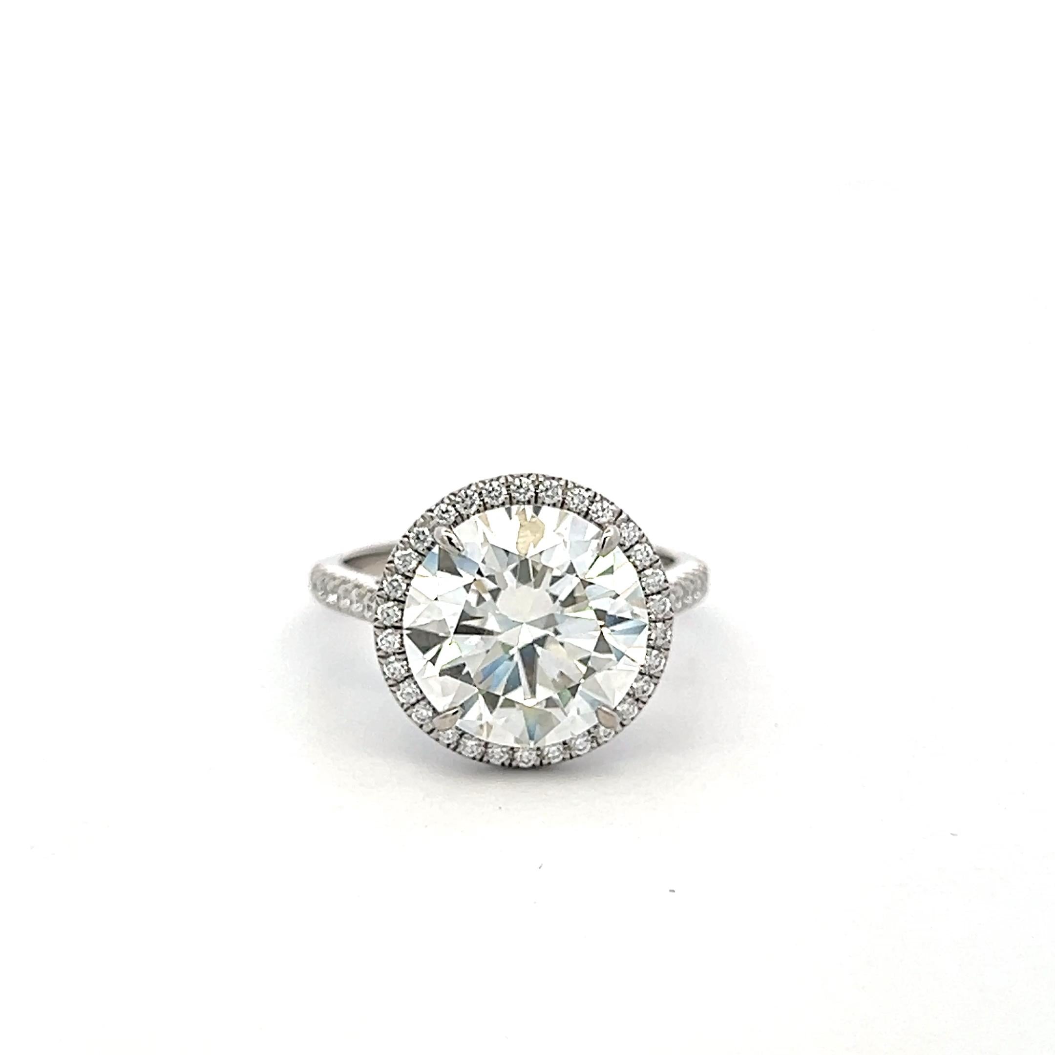 Tiffany & Co Platinum Halo Ring 5.33 Carat Round Diamonds Size 6  I VVS2 GIA