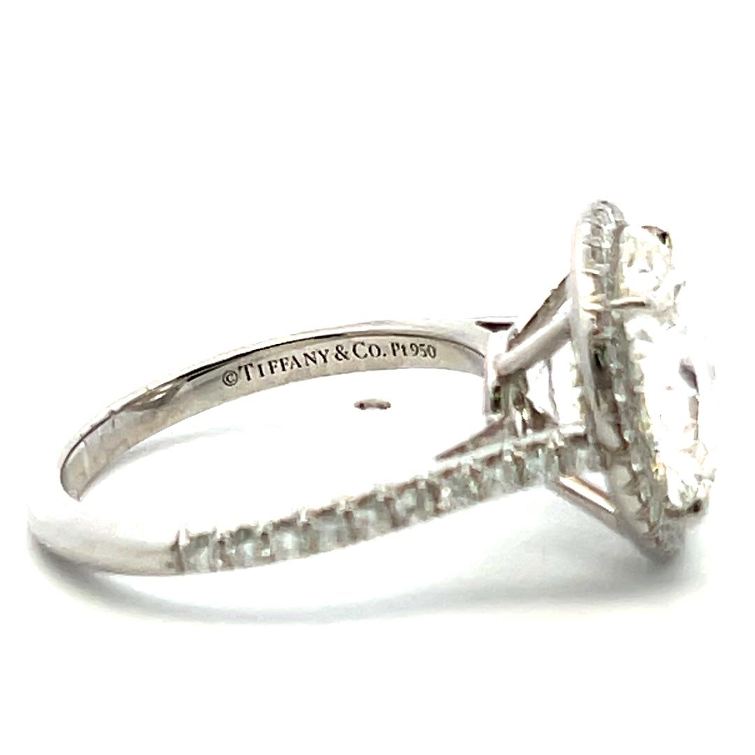 Tiffany & Co Platinum Halo Ring 5.33 Carat Round Diamonds Size 6  I VVS2 GIA