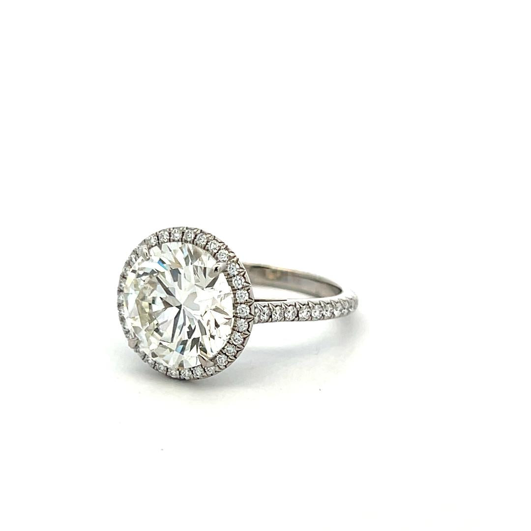 Tiffany & Co Platinum Halo Ring 5.33 Carat Round Diamonds Size 6  I VVS2 GIA