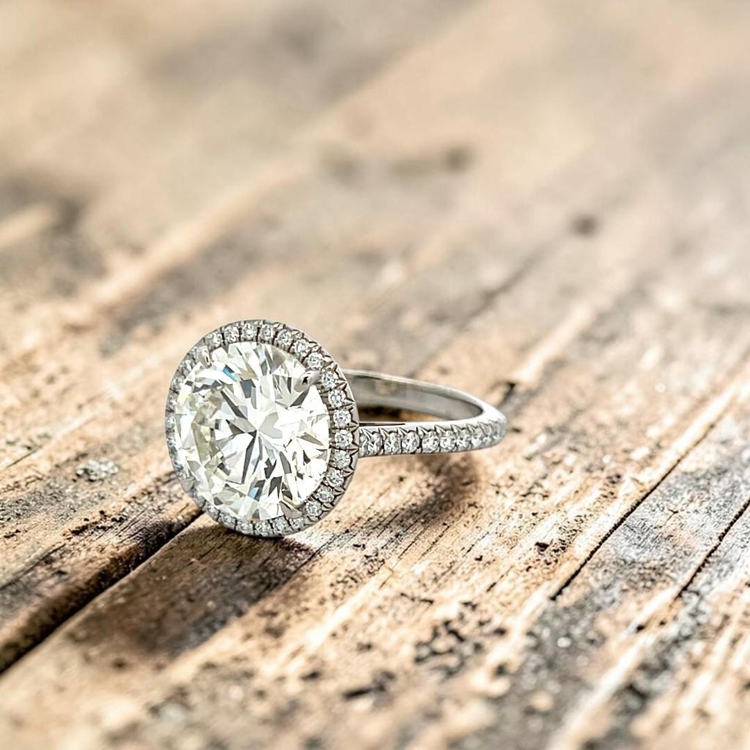 Tiffany & Co Platinum Halo Ring 5.33 Carat Round Diamonds Size 6  I VVS2 GIA