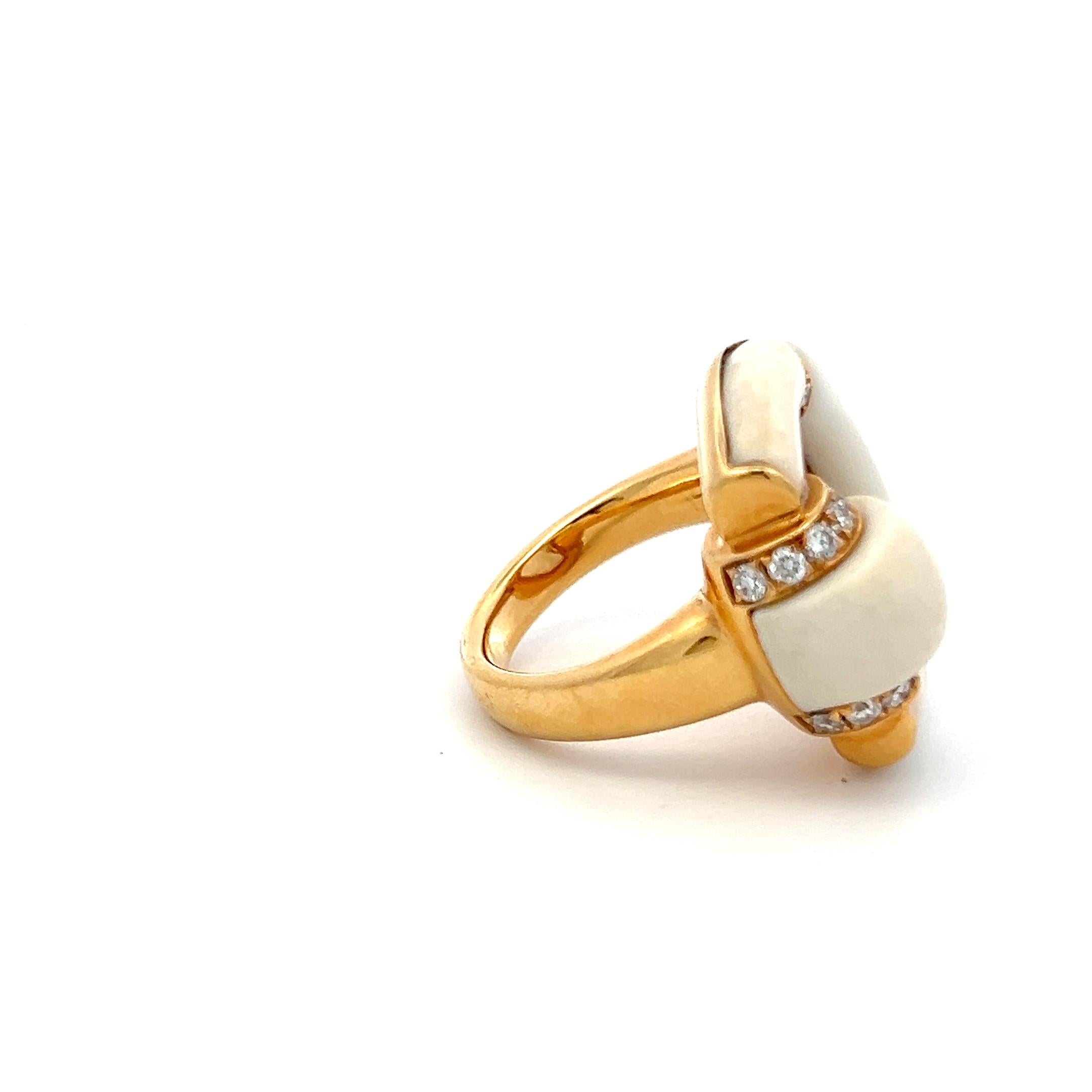 Gucci 18K YG Cocktail Ring with 0.52 Carat Round G-VS Diamonds Size 6.25