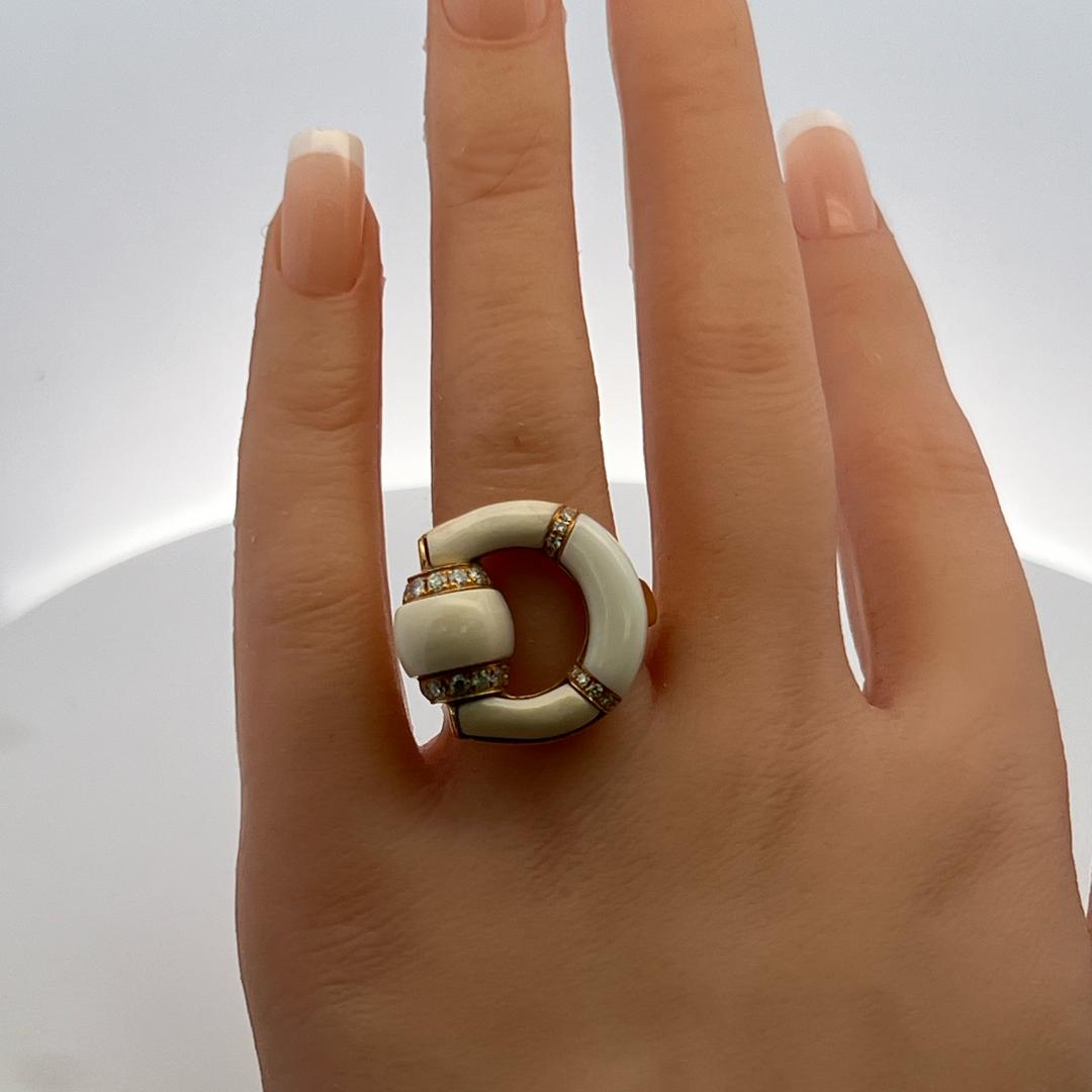 Gucci 18K YG Cocktail Ring with 0.52 Carat Round G-VS Diamonds Size 6.25