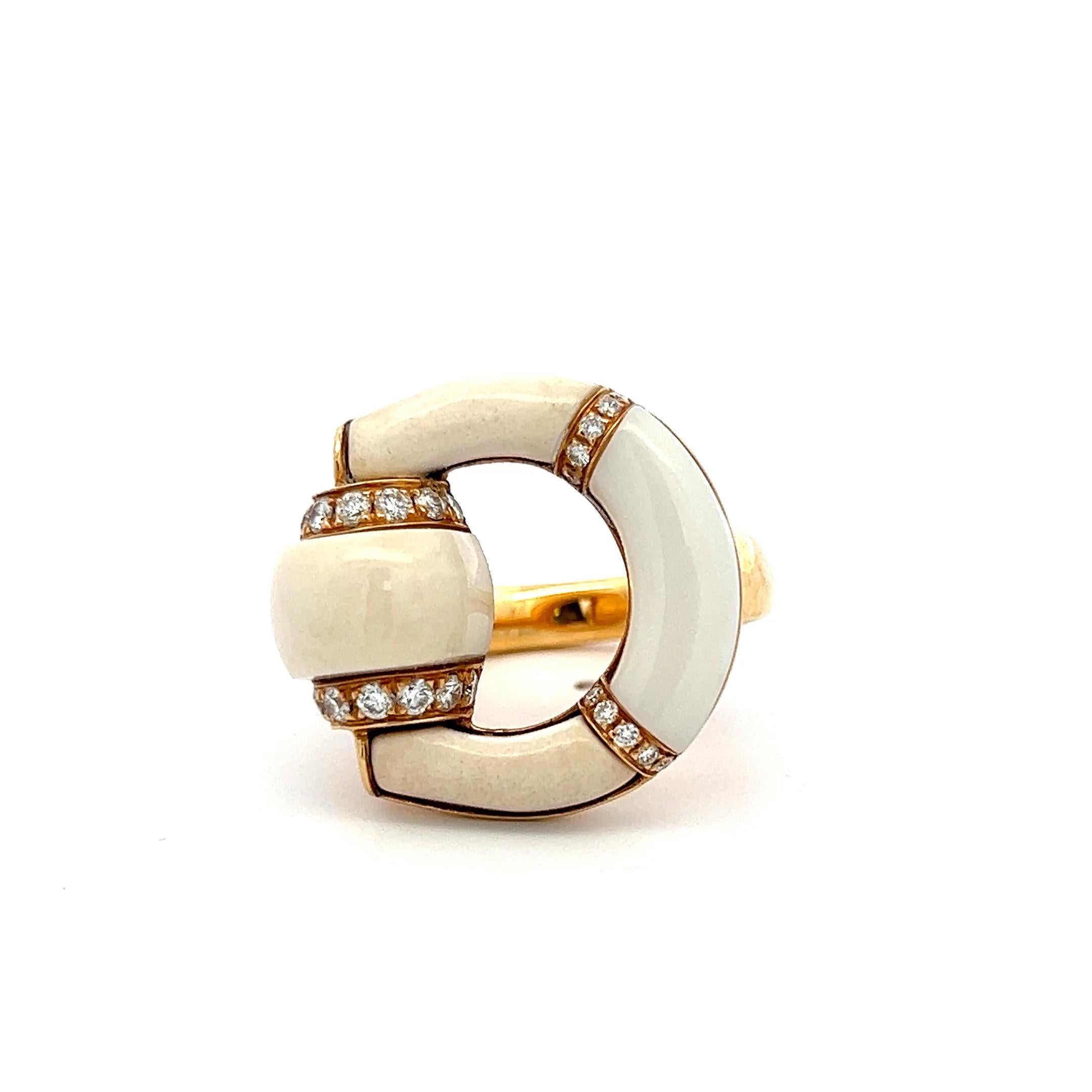Gucci 18K YG Cocktail Ring with 0.52 Carat Round G-VS Diamonds Size 6.25