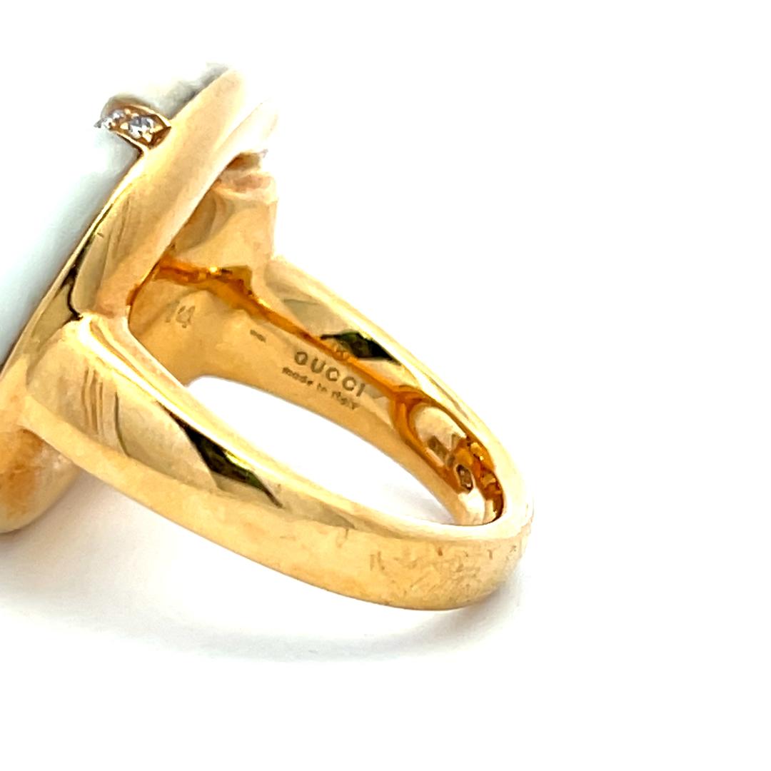 Gucci 18K YG Cocktail Ring with 0.52 Carat Round G-VS Diamonds Size 6.25