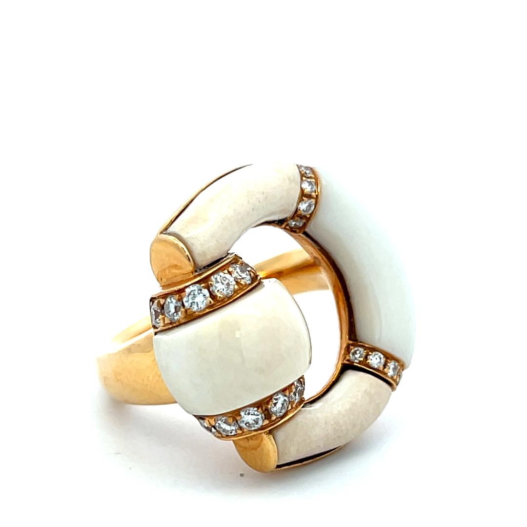 Gucci 18K YG Cocktail Ring with 0.52 Carat Round G-VS Diamonds Size 6.25