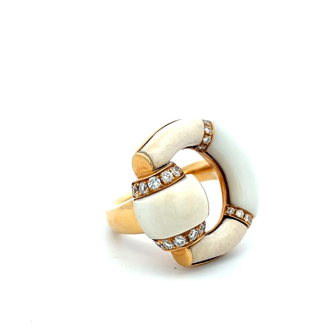 Gucci 18K YG Cocktail Ring with 0.52 Carat Round G-VS Diamonds Size 6.25