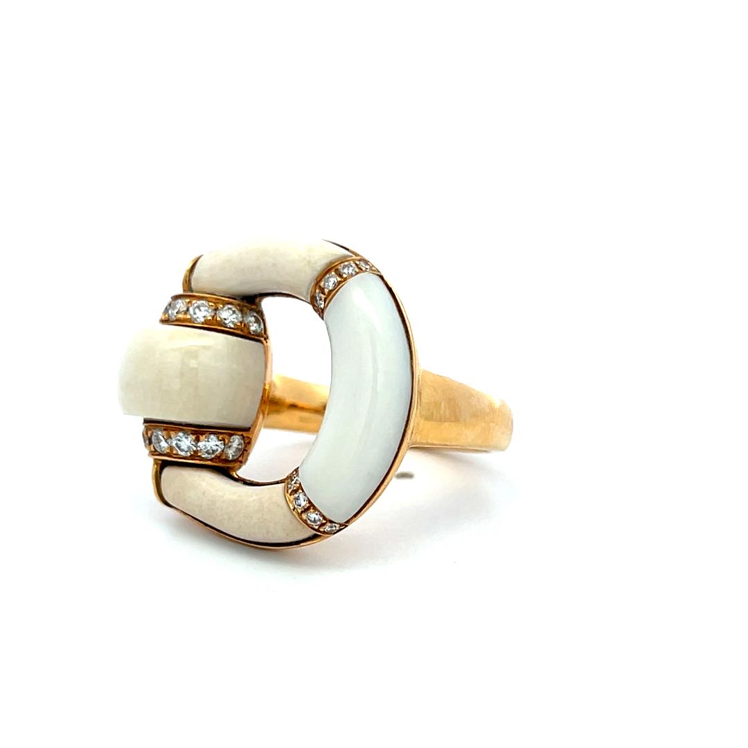 Gucci 18K YG Cocktail Ring with 0.52 Carat Round G-VS Diamonds Size 6.25