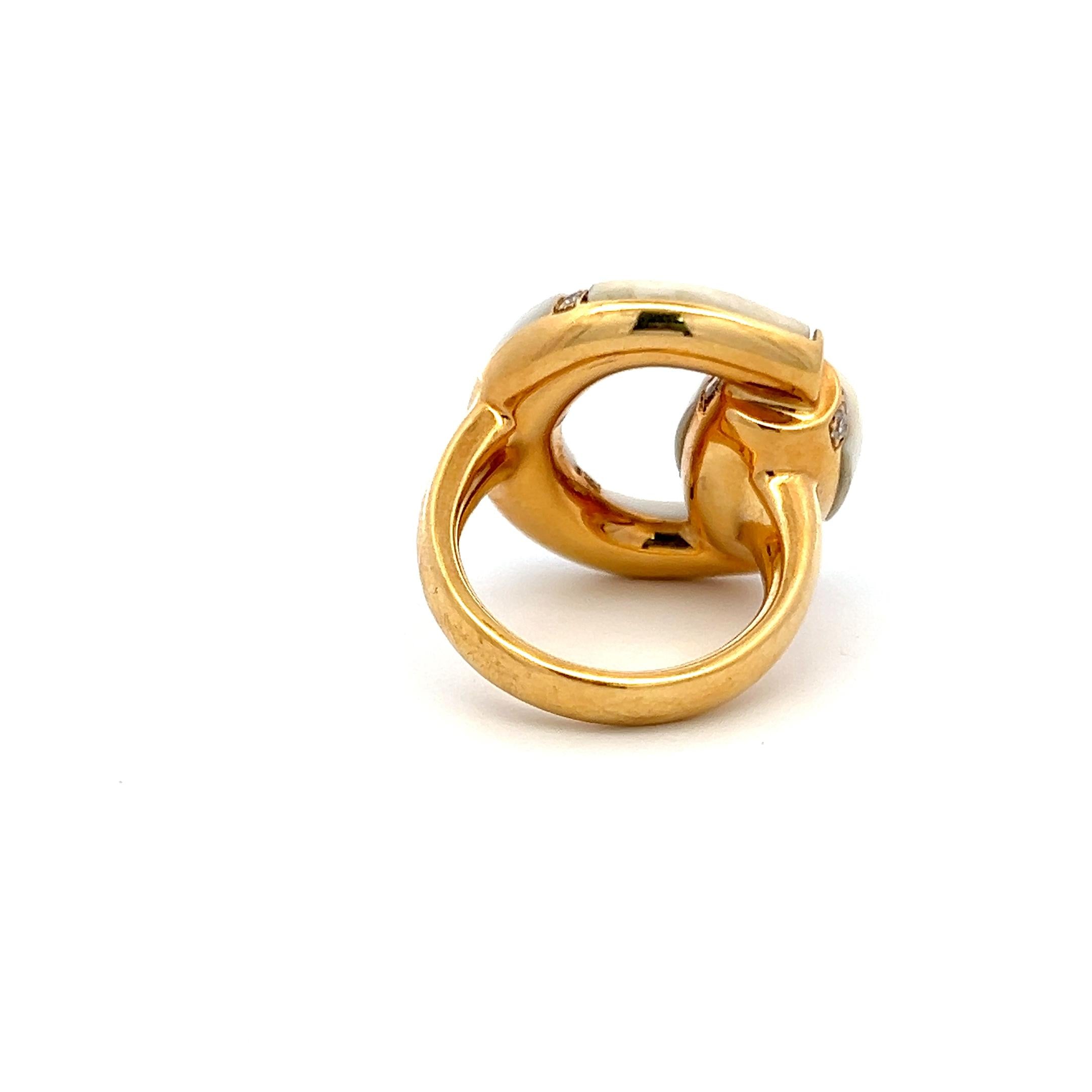 Gucci 18K YG Cocktail Ring with 0.52 Carat Round G-VS Diamonds Size 6.25