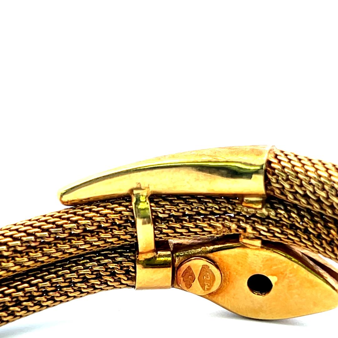 18K Yellow Gold Tubogas Snake Bracelet 0.02 Carat Ruby & Turquoise 8.5x4.8 MM