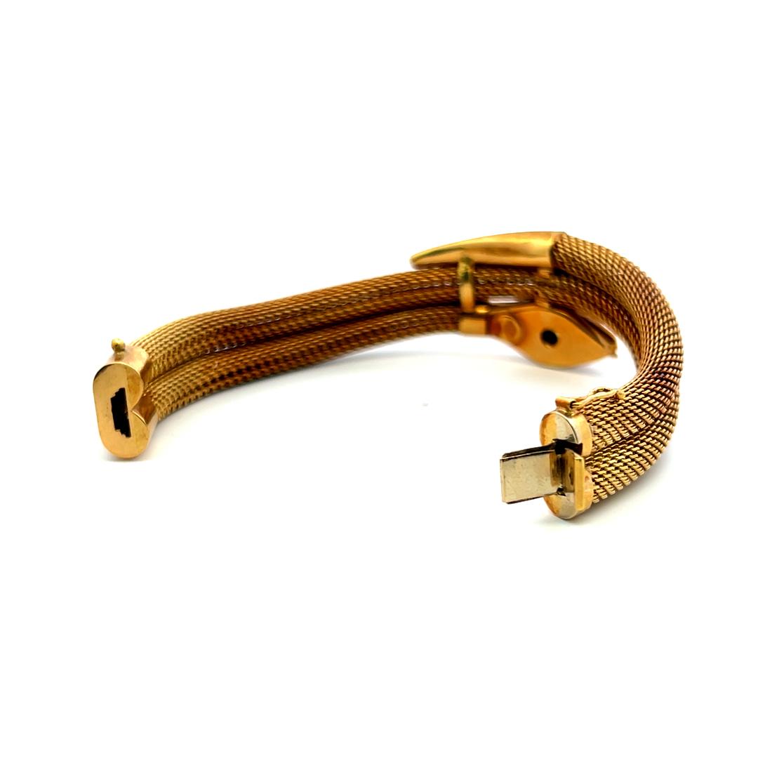18K Yellow Gold Tubogas Snake Bracelet 0.02 Carat Ruby & Turquoise 8.5x4.8 MM