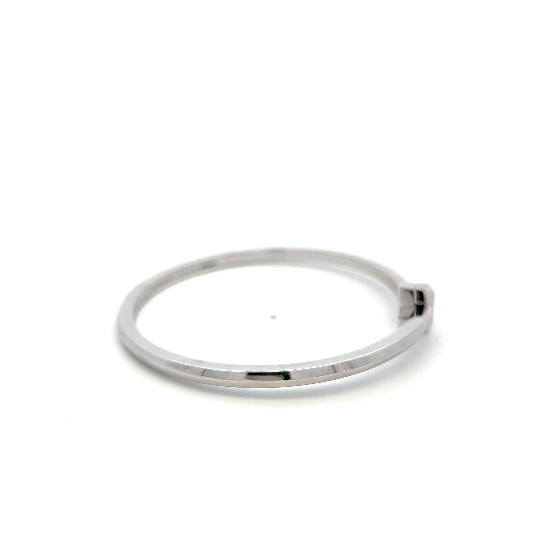 Tiffany & Co Vintage 18 Karat White Gold T Bangle Bracelet 7 Inch 25.4 Grams