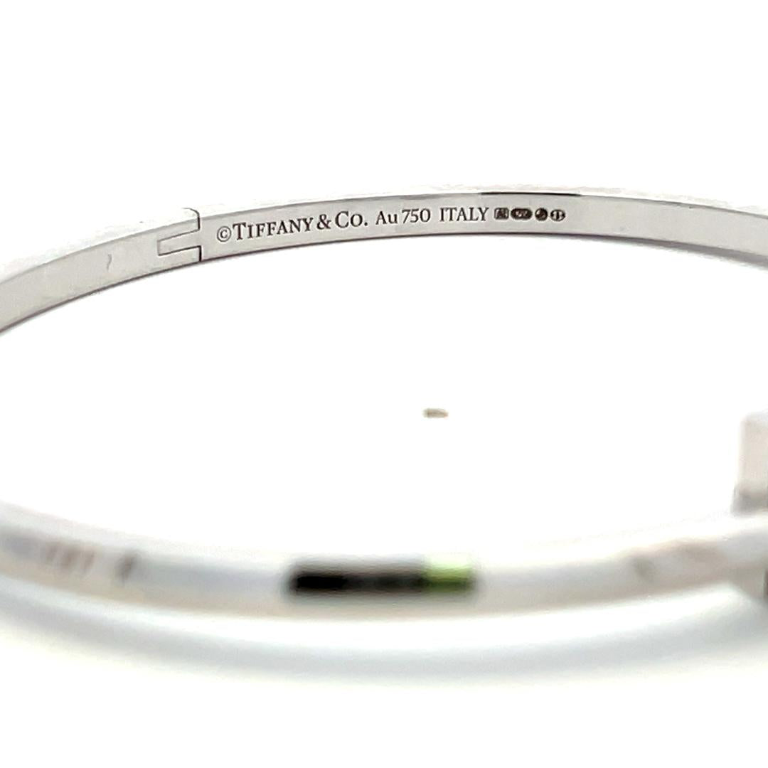Tiffany & Co Vintage 18 Karat White Gold T Bangle Bracelet 7 Inch 25.4 Grams