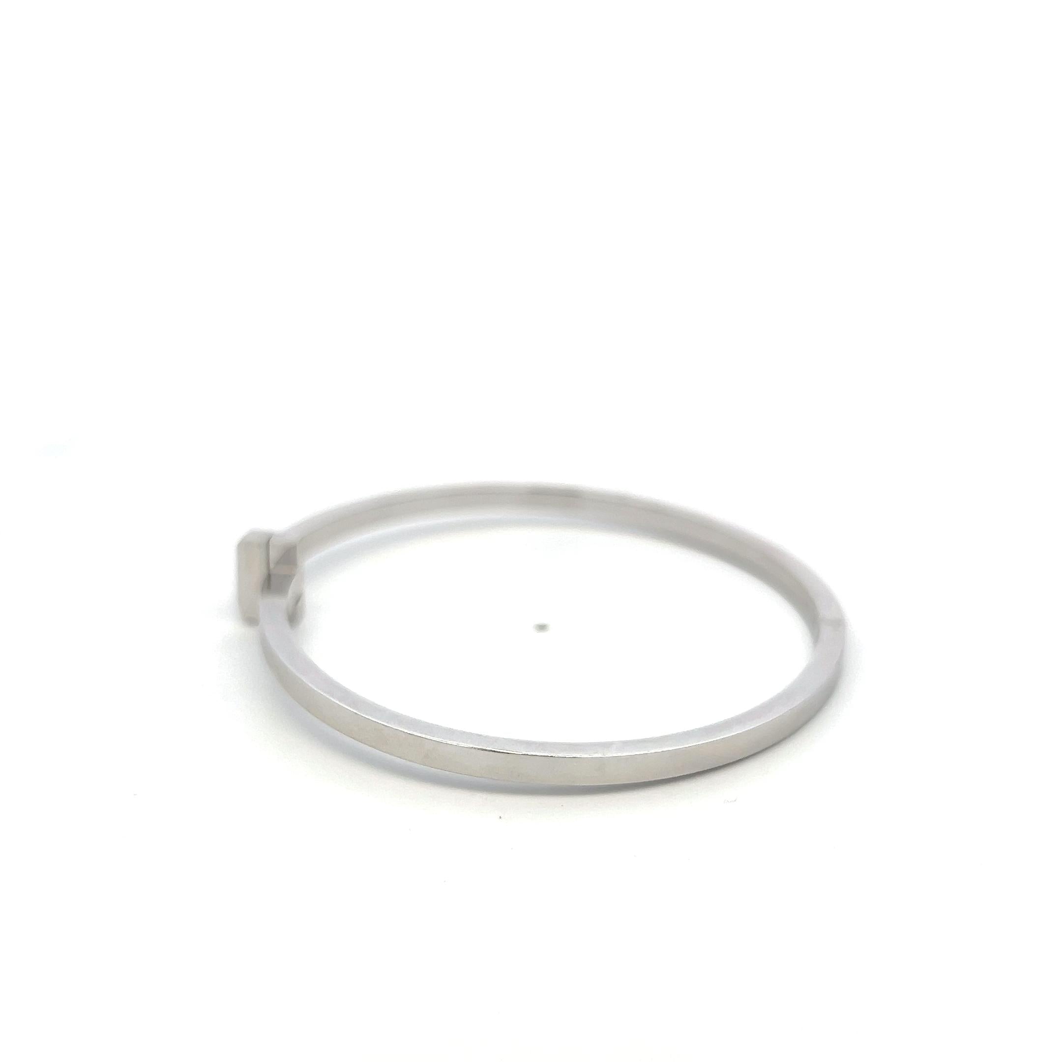 Tiffany & Co Vintage 18 Karat White Gold T Bangle Bracelet 7 Inch 25.4 Grams