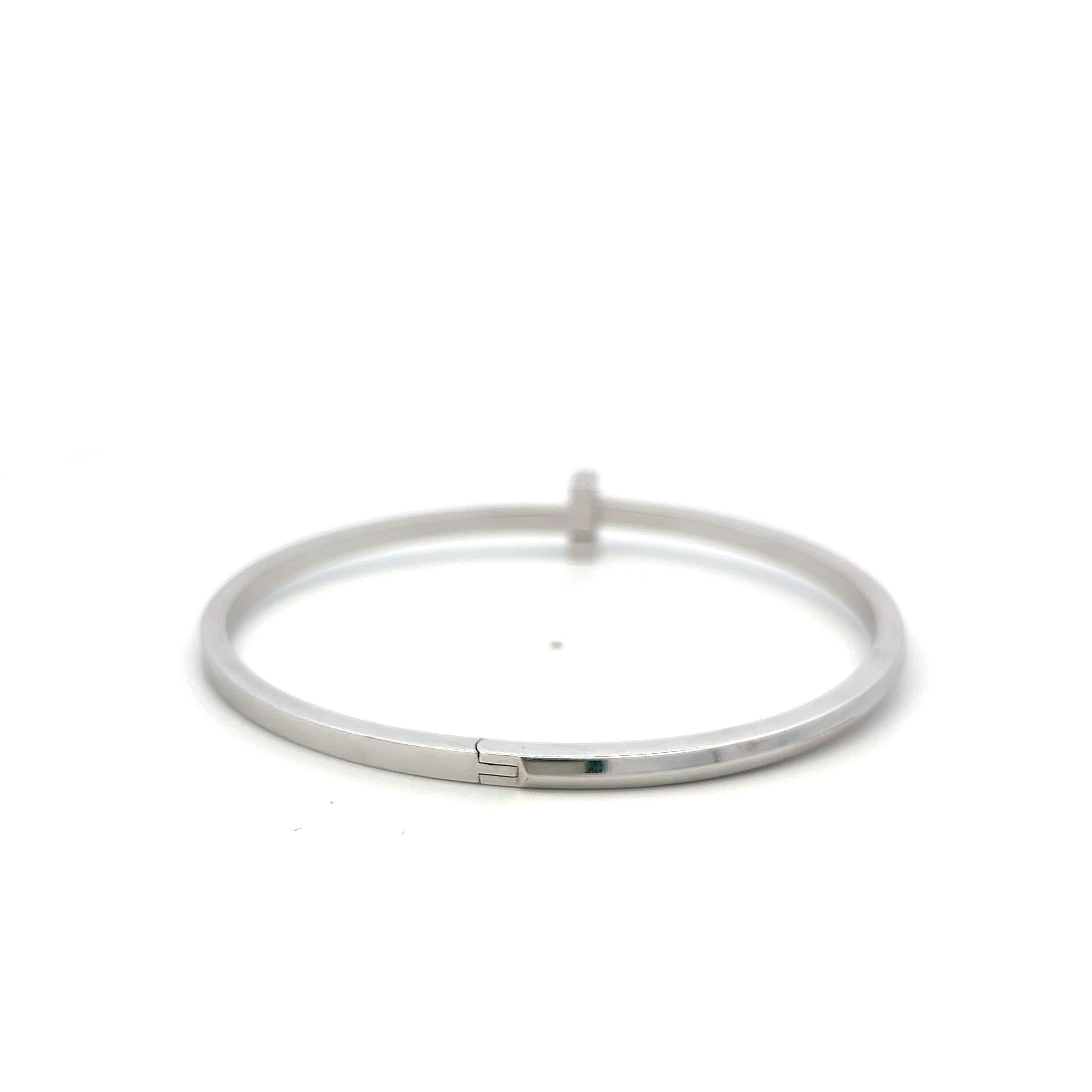 Tiffany & Co Vintage 18 Karat White Gold T Bangle Bracelet 7 Inch 25.4 Grams