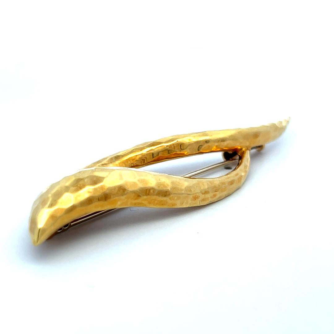 Henry Dunay 18K Yellow Gold Abstract Leaf Pin Brooch 13.2 Grams
