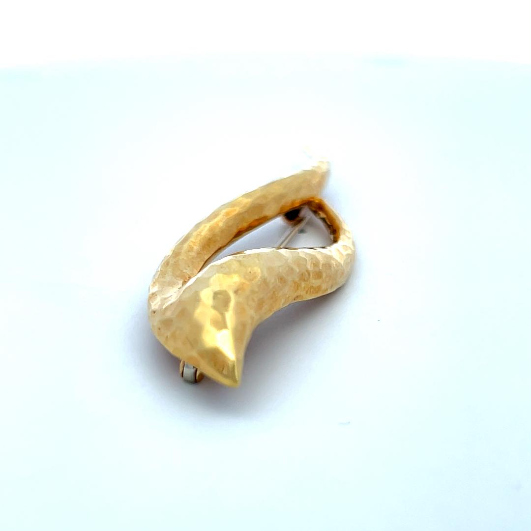 Henry Dunay 18K Yellow Gold Abstract Leaf Pin Brooch 13.2 Grams