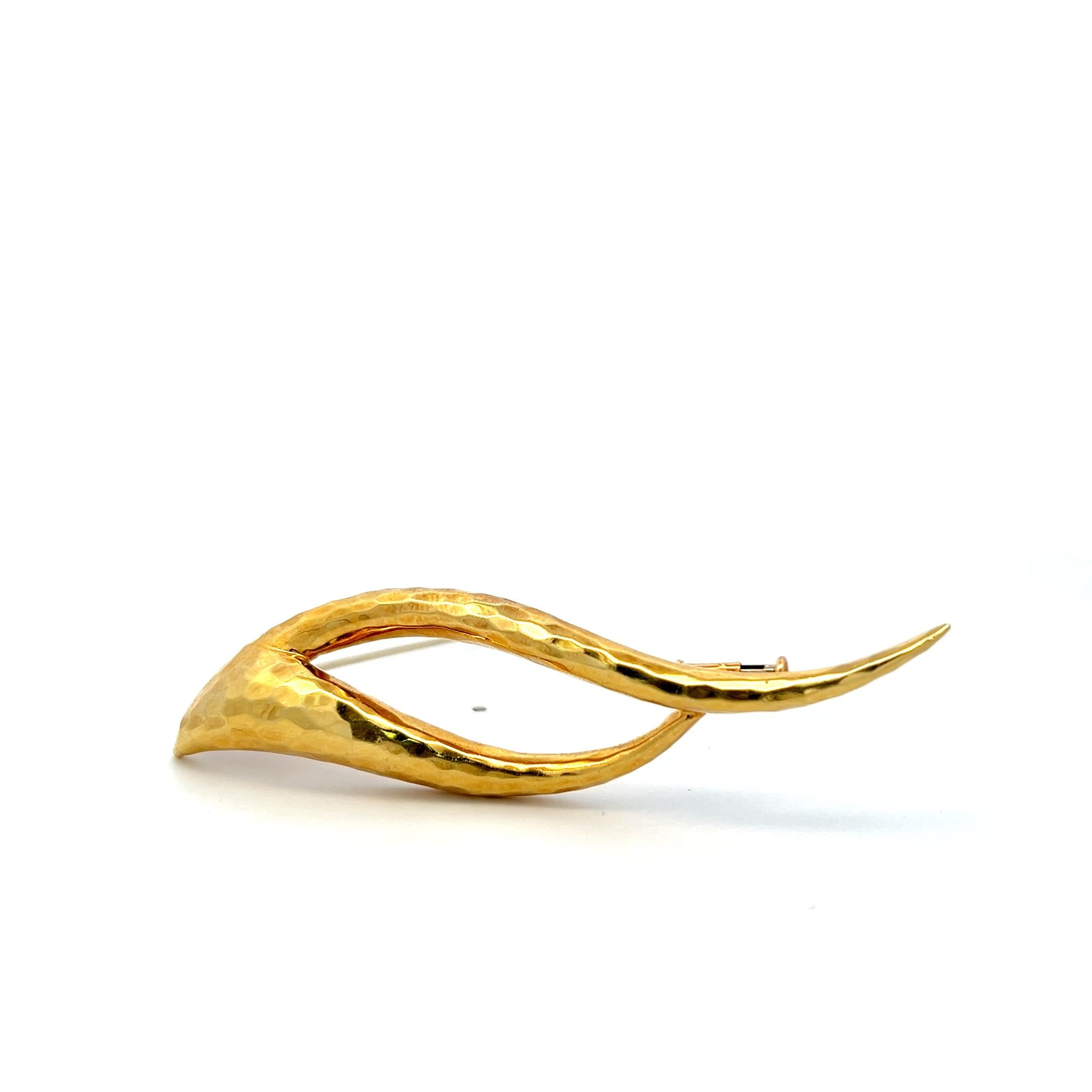 Henry Dunay 18K Yellow Gold Abstract Leaf Pin Brooch 13.2 Grams