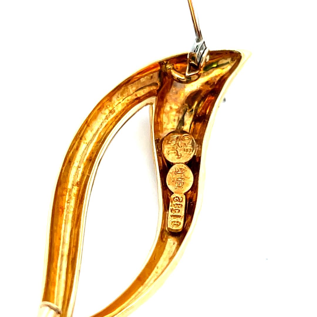 Henry Dunay 18K Yellow Gold Abstract Leaf Pin Brooch 13.2 Grams