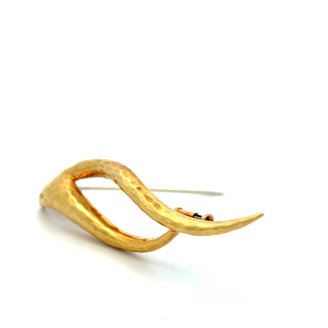 Henry Dunay 18K Yellow Gold Abstract Leaf Pin Brooch 13.2 Grams