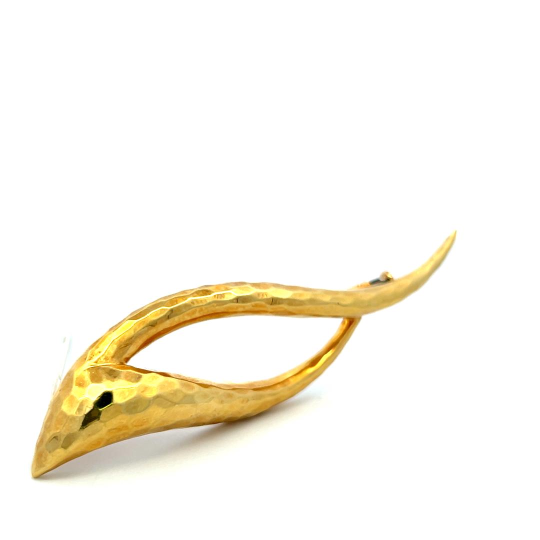 Henry Dunay 18K Yellow Gold Abstract Leaf Pin Brooch 13.2 Grams