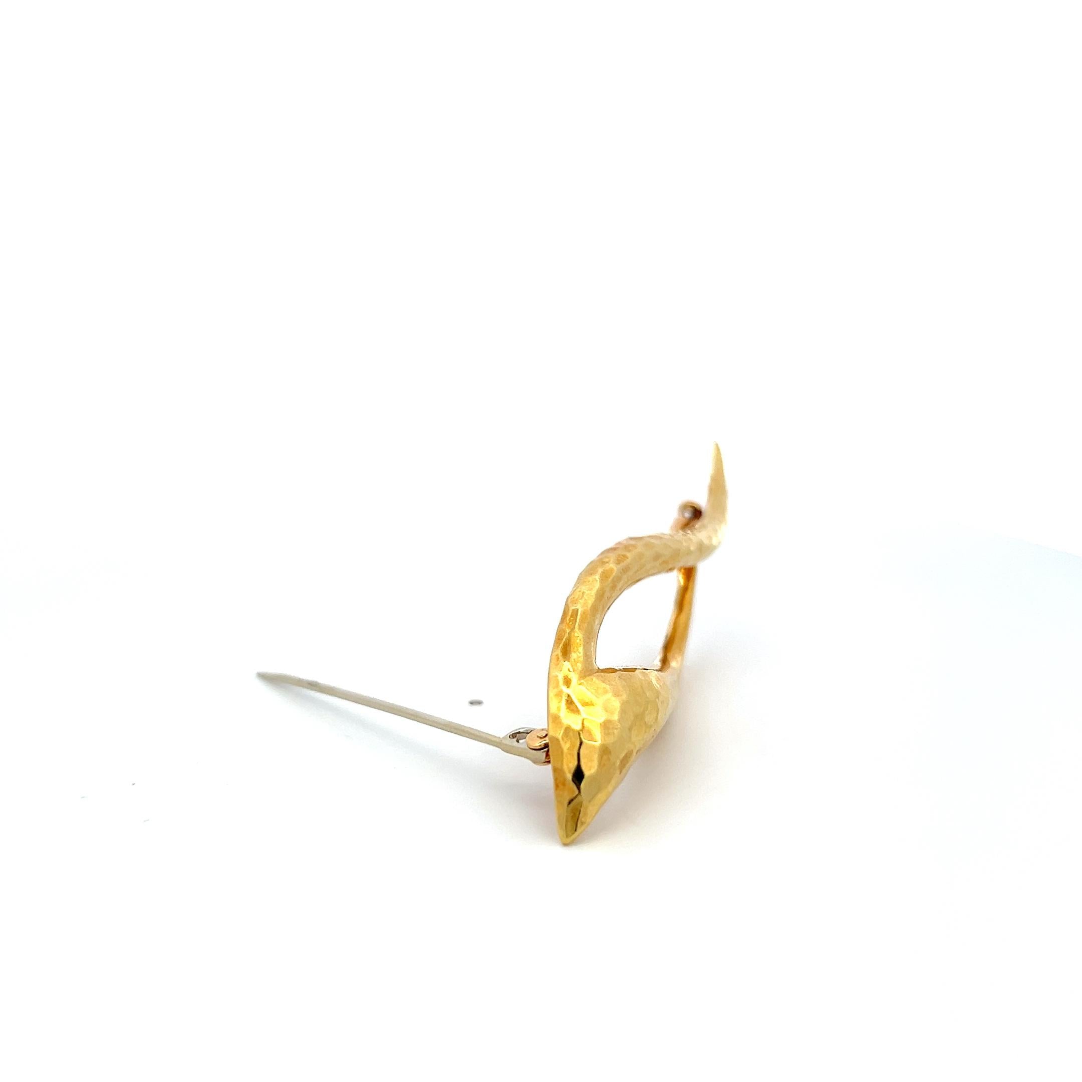 Henry Dunay 18K Yellow Gold Abstract Leaf Pin Brooch 13.2 Grams
