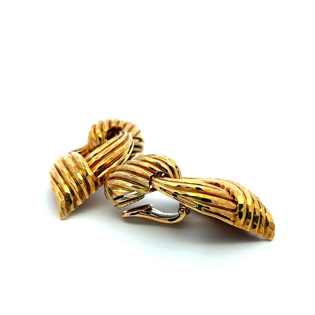 Henry Dunay 18K Yellow Gold Clip On Rope Style Earrings 33.9 Grams