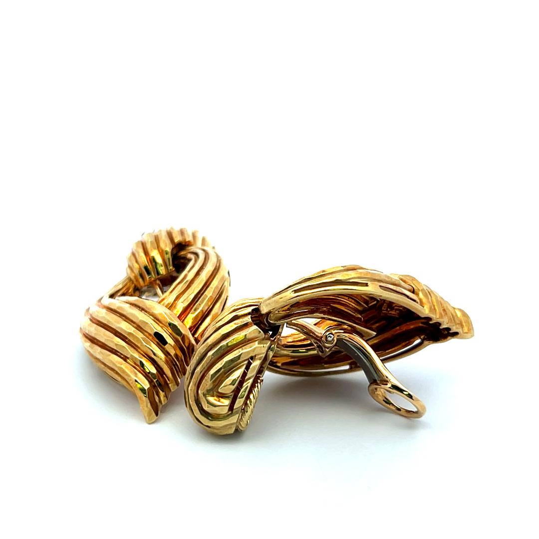 Henry Dunay 18K Yellow Gold Clip On Rope Style Earrings 33.9 Grams