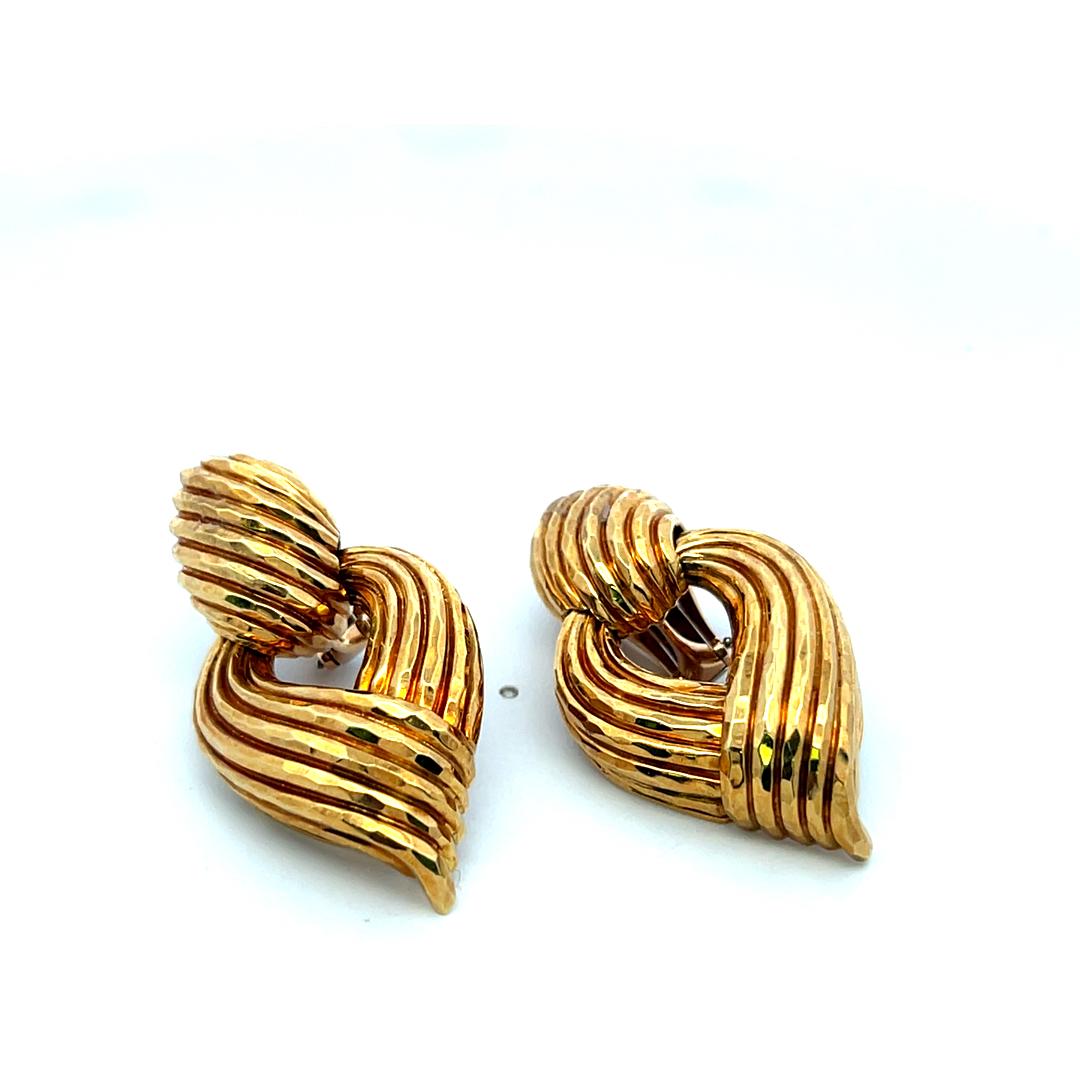 Henry Dunay 18K Yellow Gold Clip On Rope Style Earrings 33.9 Grams